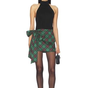 Show Me Your MuMu Tartan Mini Skirt in Green and Red